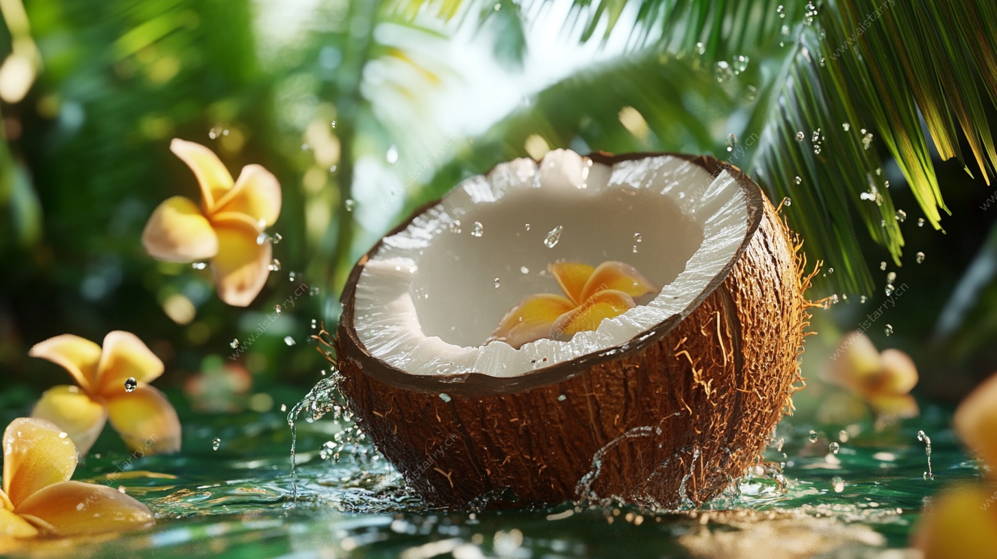 椰果落水绽放热带风情