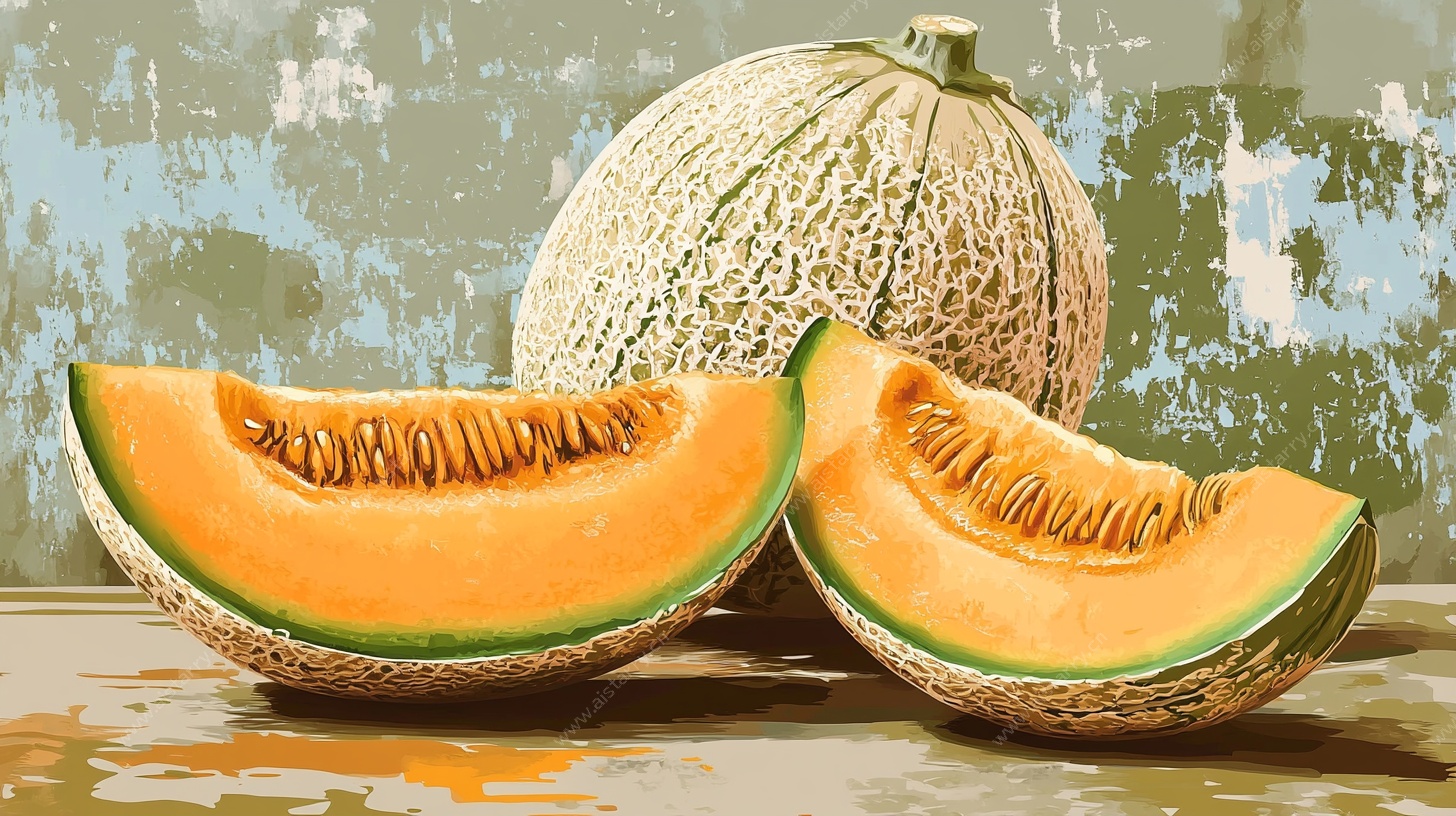 甜瓜静物 切开的甜蜜诱惑