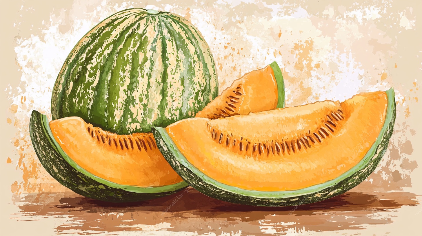 水彩风甜瓜插画