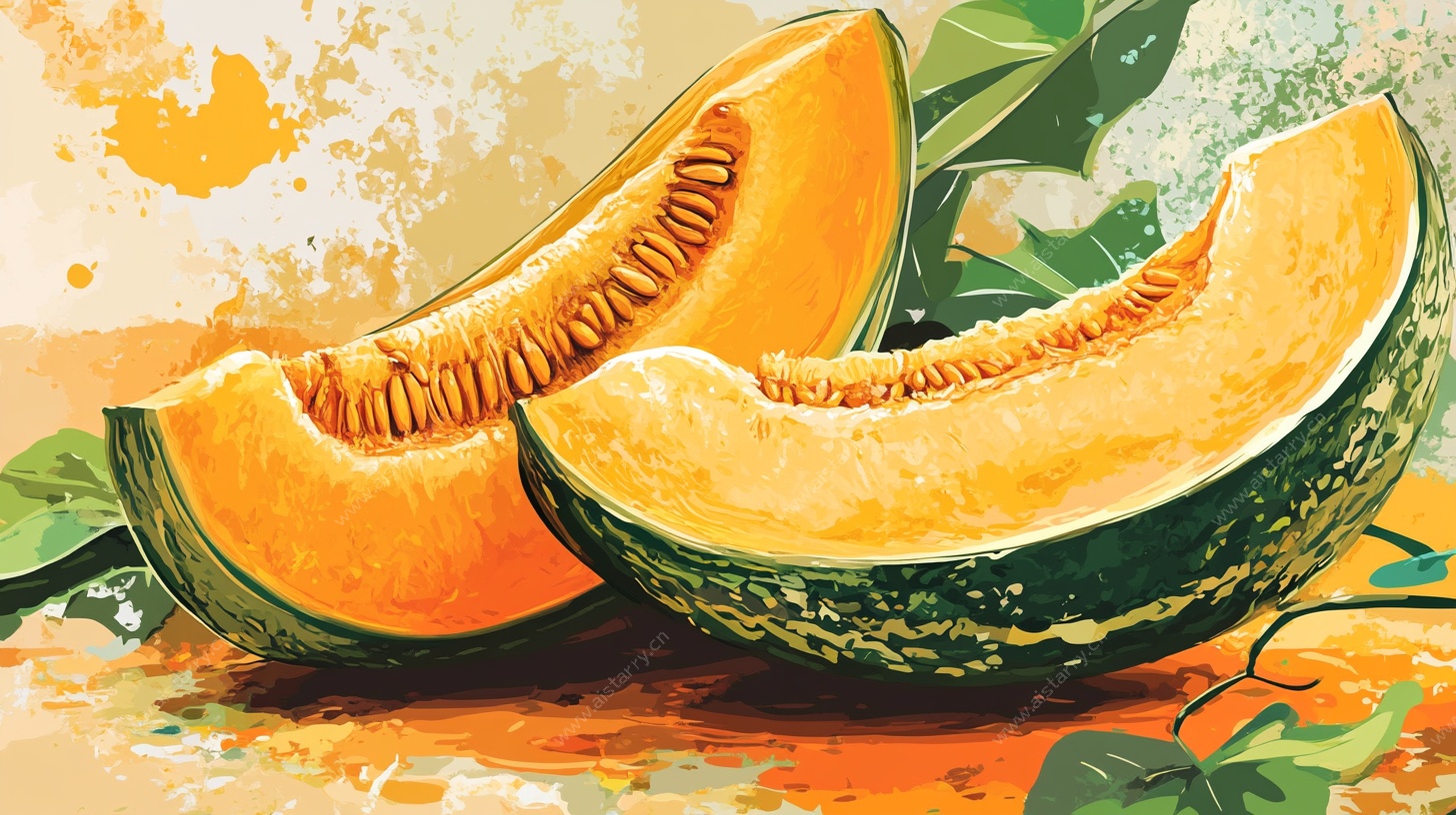 切片甜瓜的艺术插画
