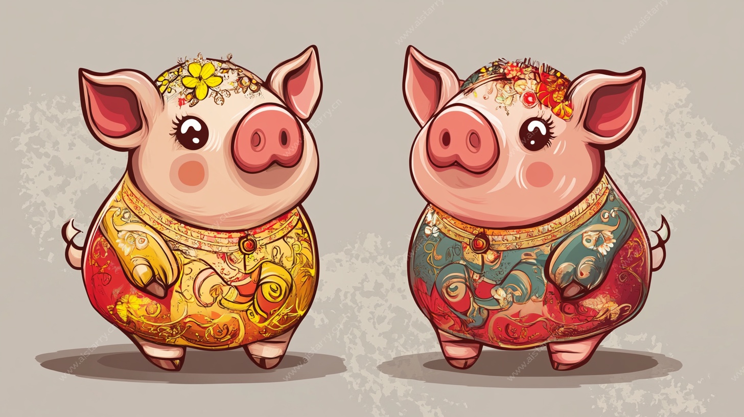 喜庆小猪 传统服饰萌趣登场