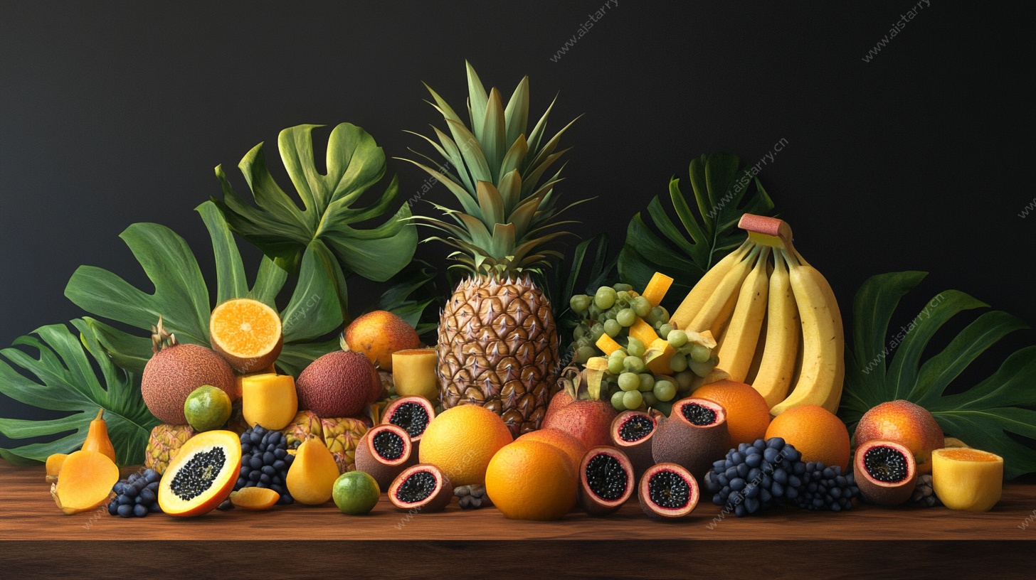 多彩热带水果静物摆拍
