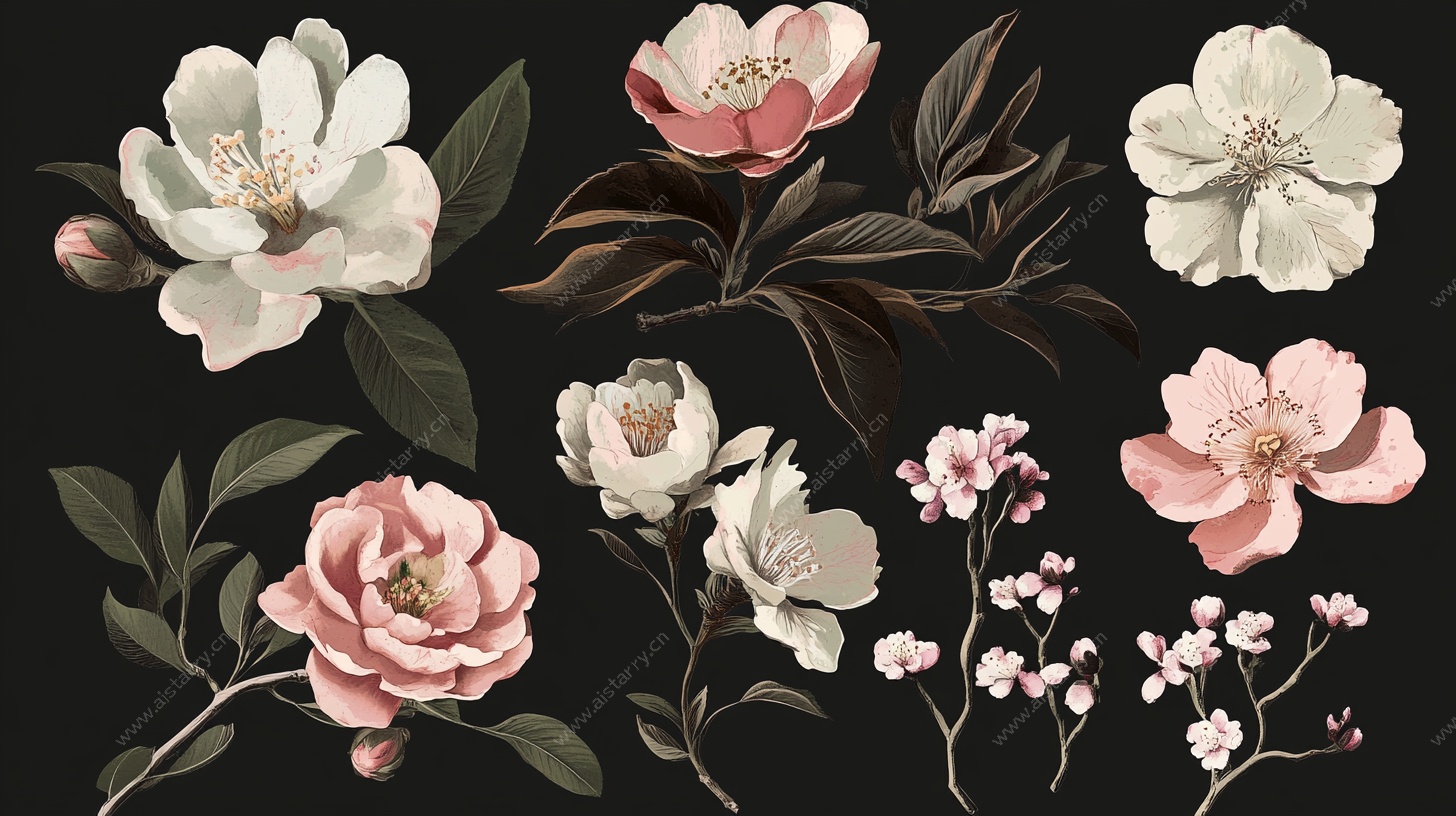 复古风手绘花卉图案集