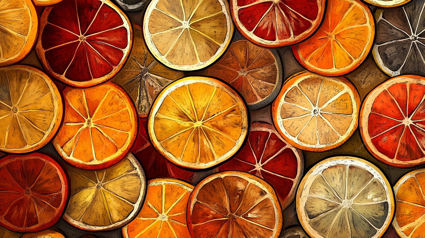 缤纷柑橘切片艺术图案