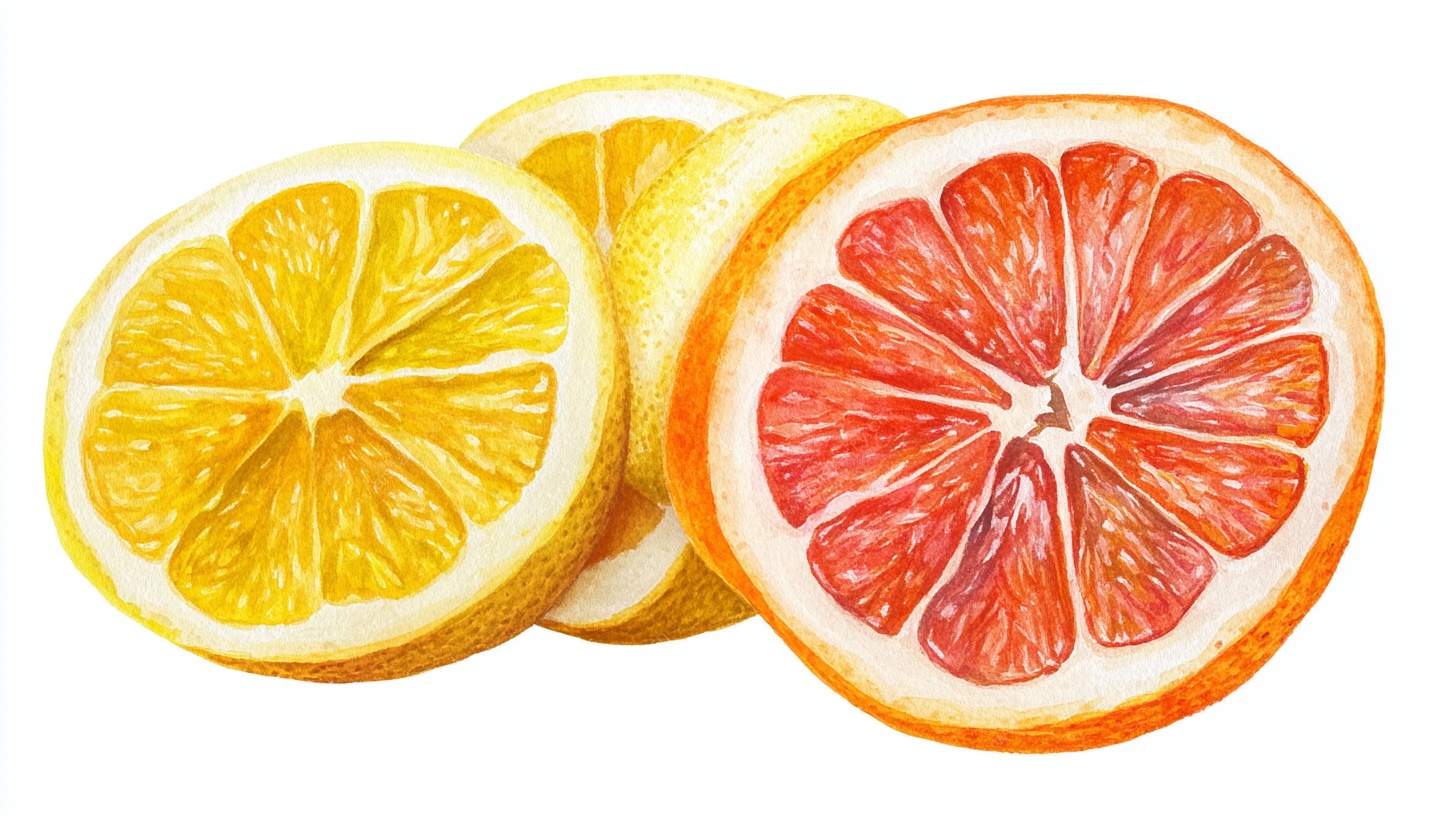 水彩柑橘切片图
