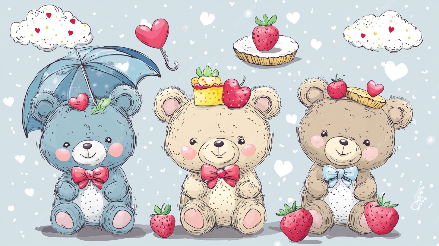 三只萌熊的草莓甜蜜派对