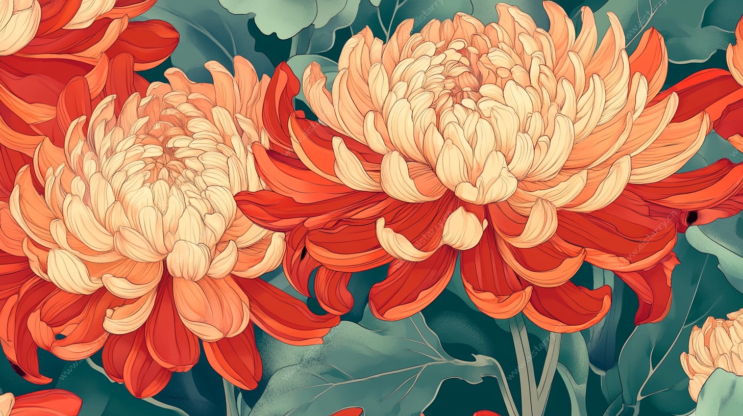 绚丽秋菊花卉图案