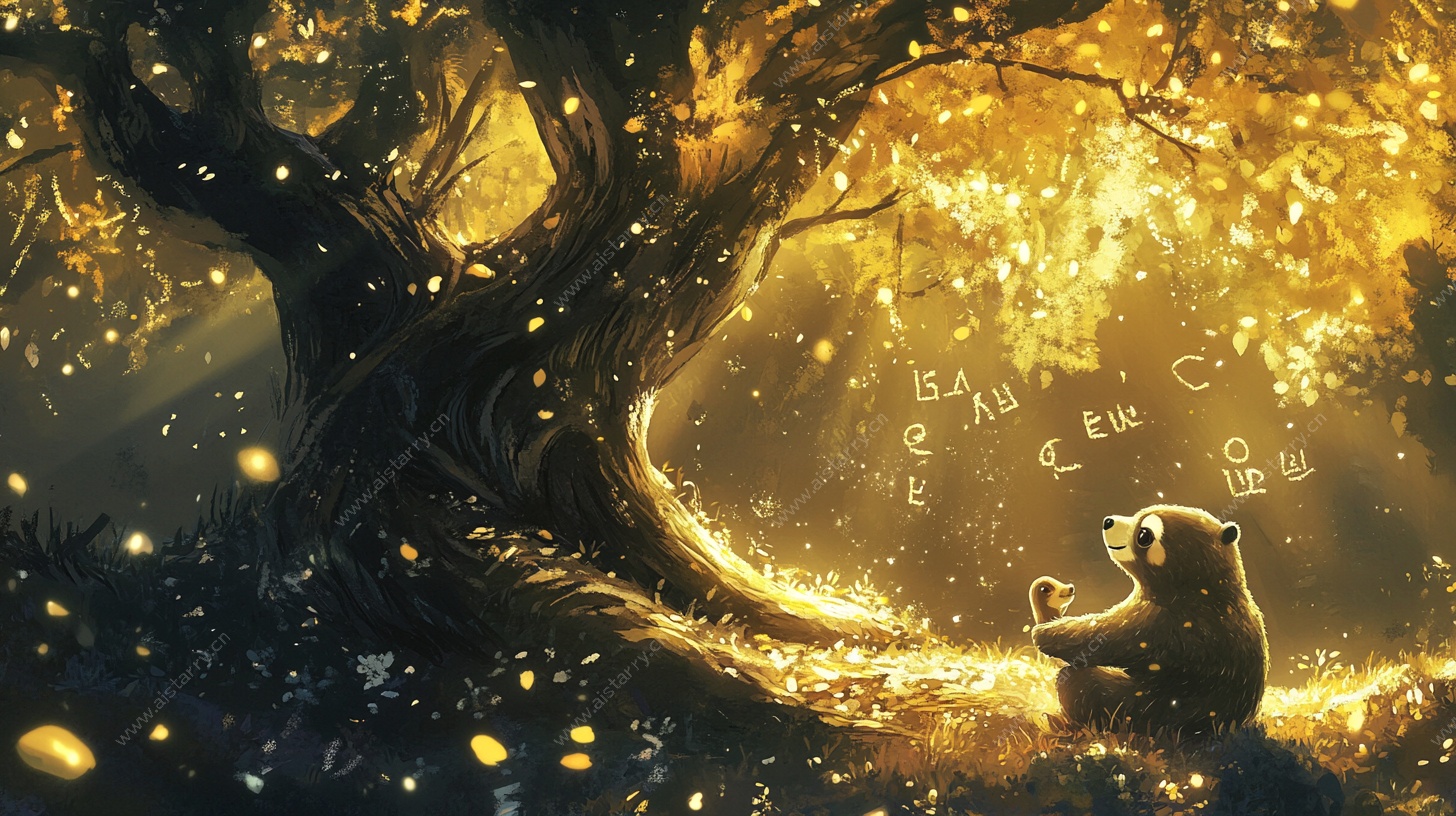 梦幻树下的小熊奇幻场景