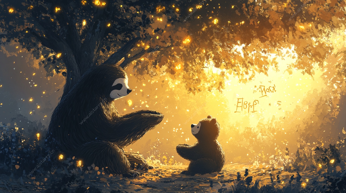 树下熊与树懒的温馨时刻