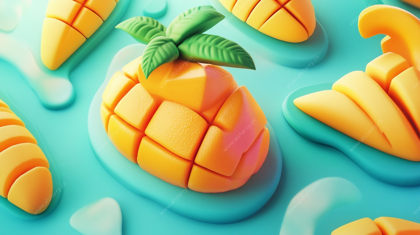 立体芒果造型创意插画