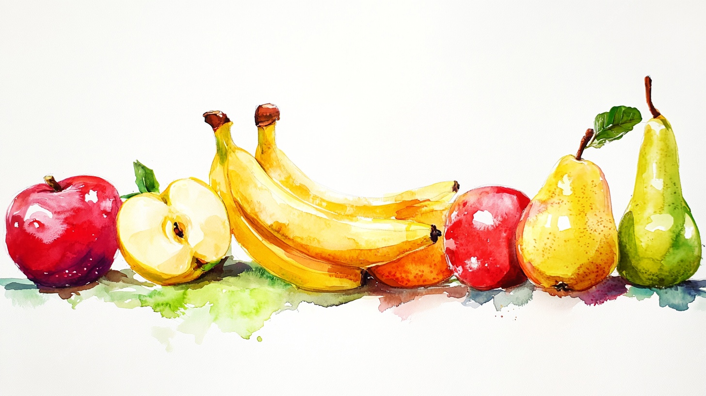 水彩绘水果静物组合