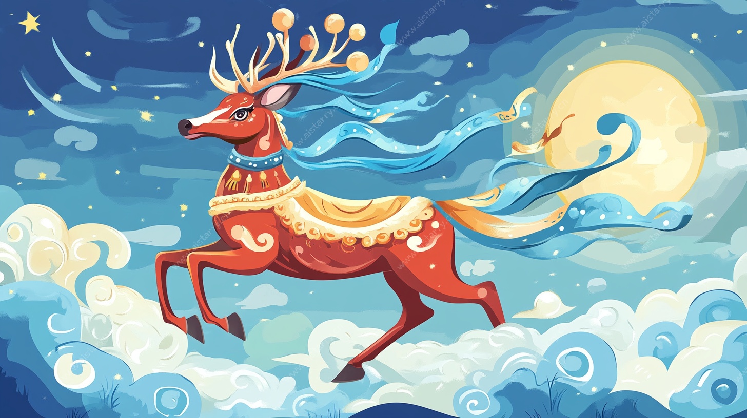 梦幻神鹿踏云逐月