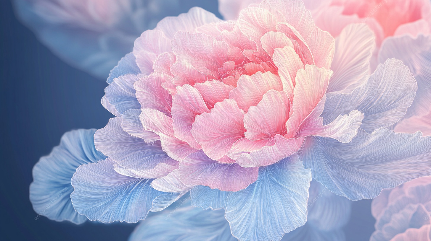 梦幻双色牡丹花特写