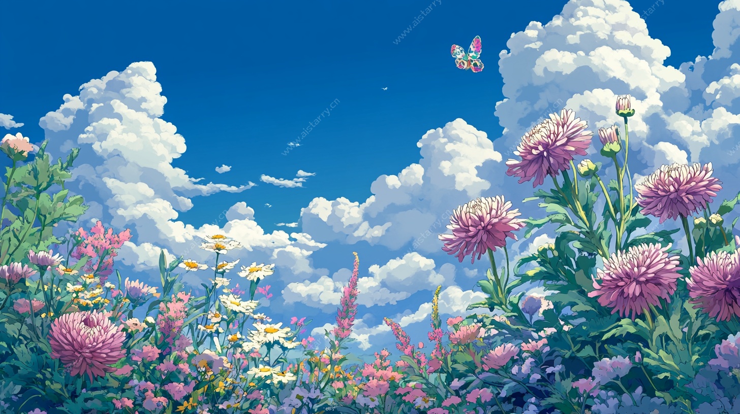 梦幻花海与云端之景