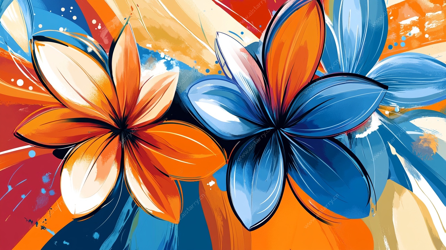 绚丽花卉抽象艺术插画