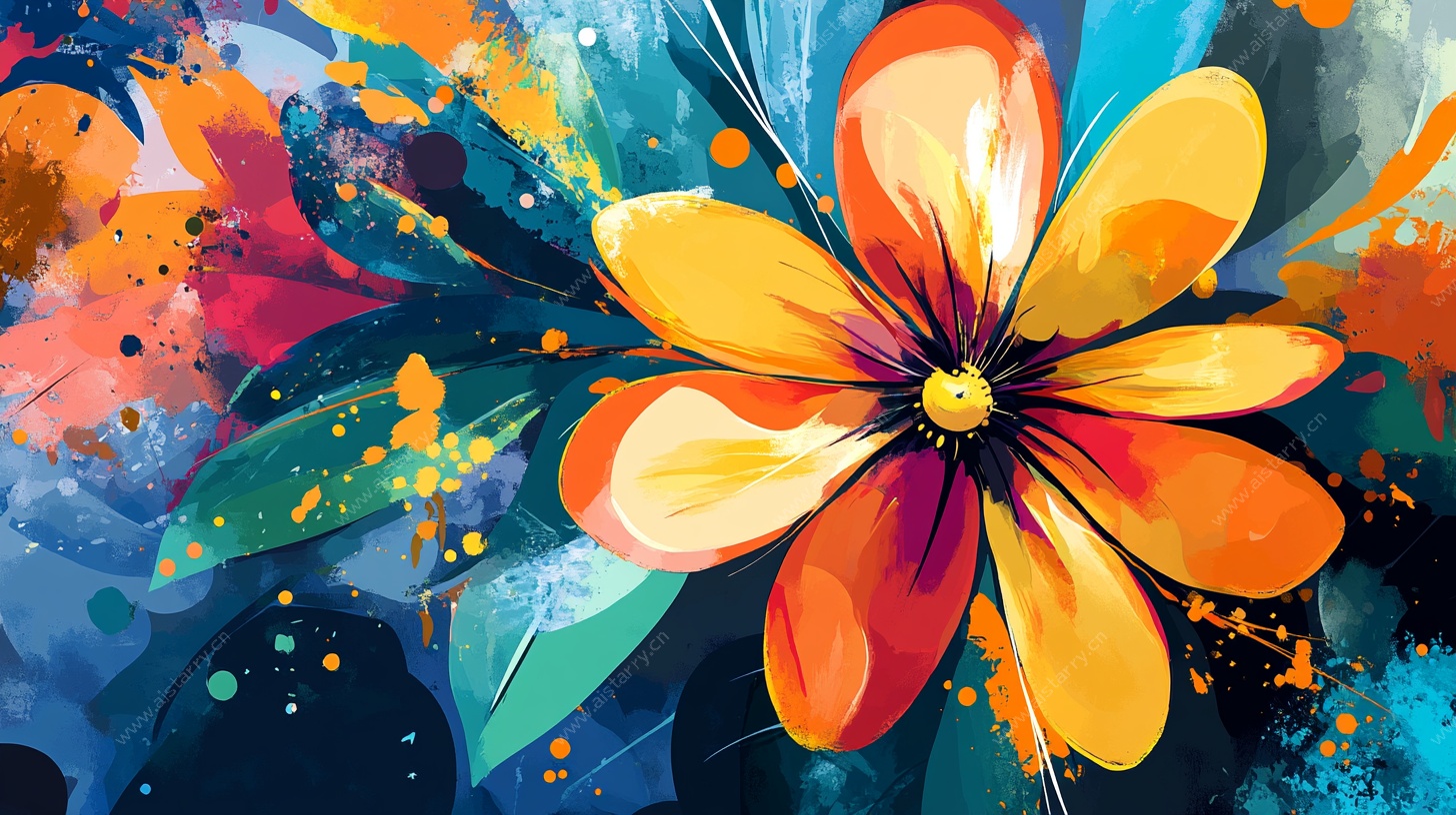 绚丽抽象花卉艺术画