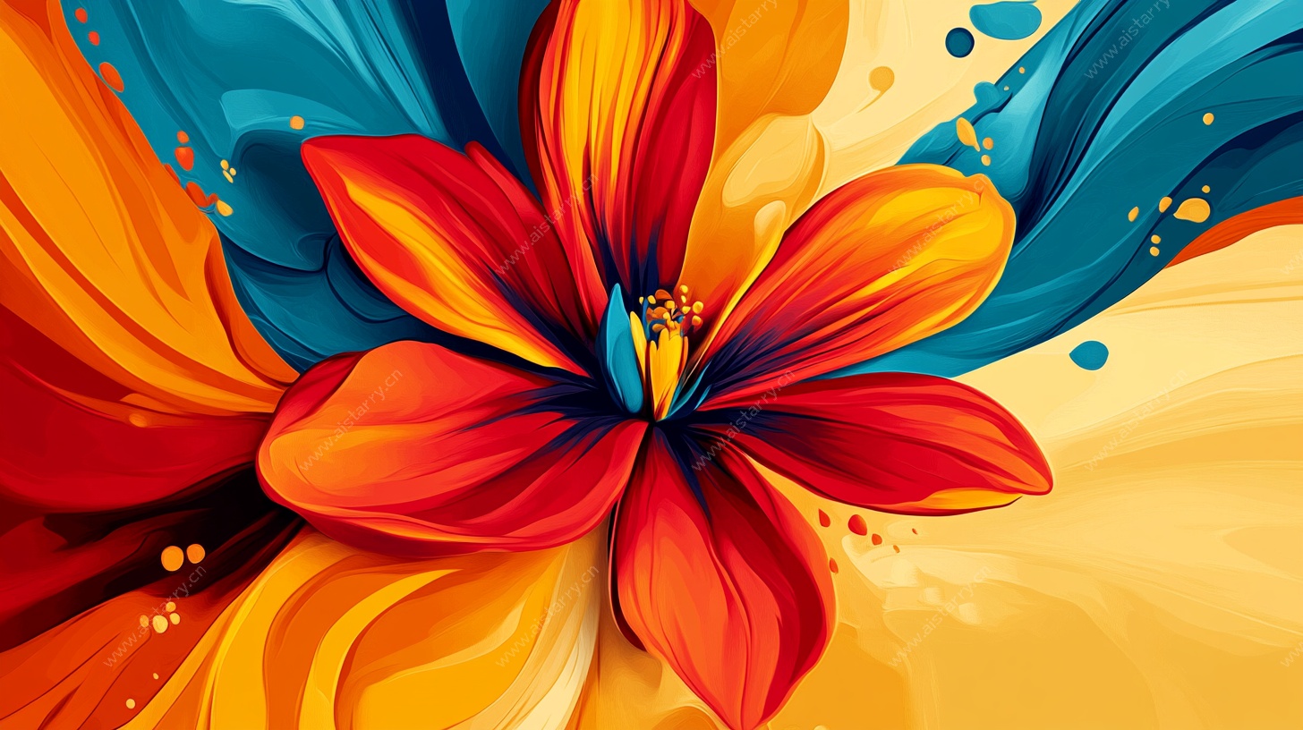 绚丽花卉抽象艺术插画