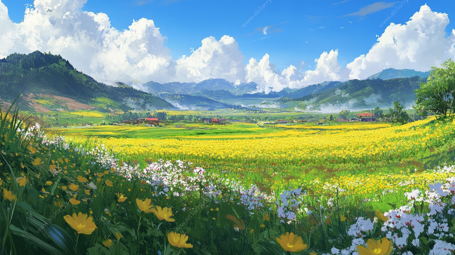 春日花海田园风光图