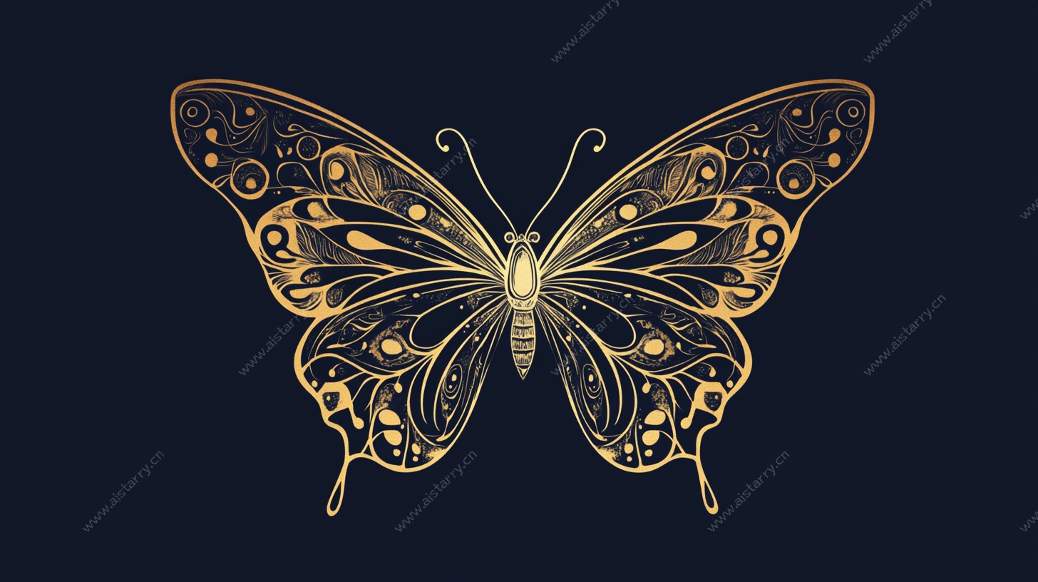 金色雕花蝴蝶图案设计