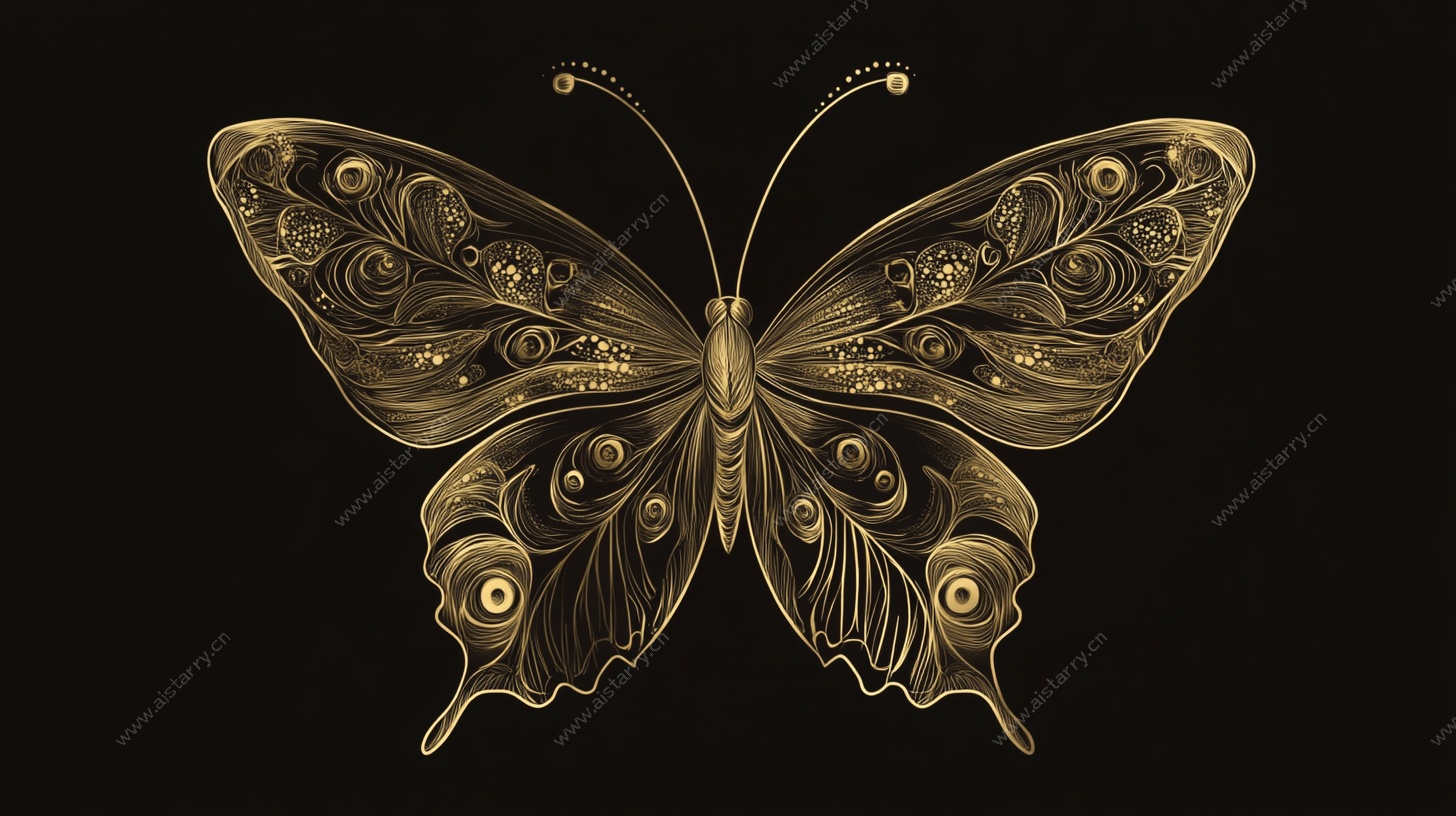 金色雕花蝴蝶艺术图案