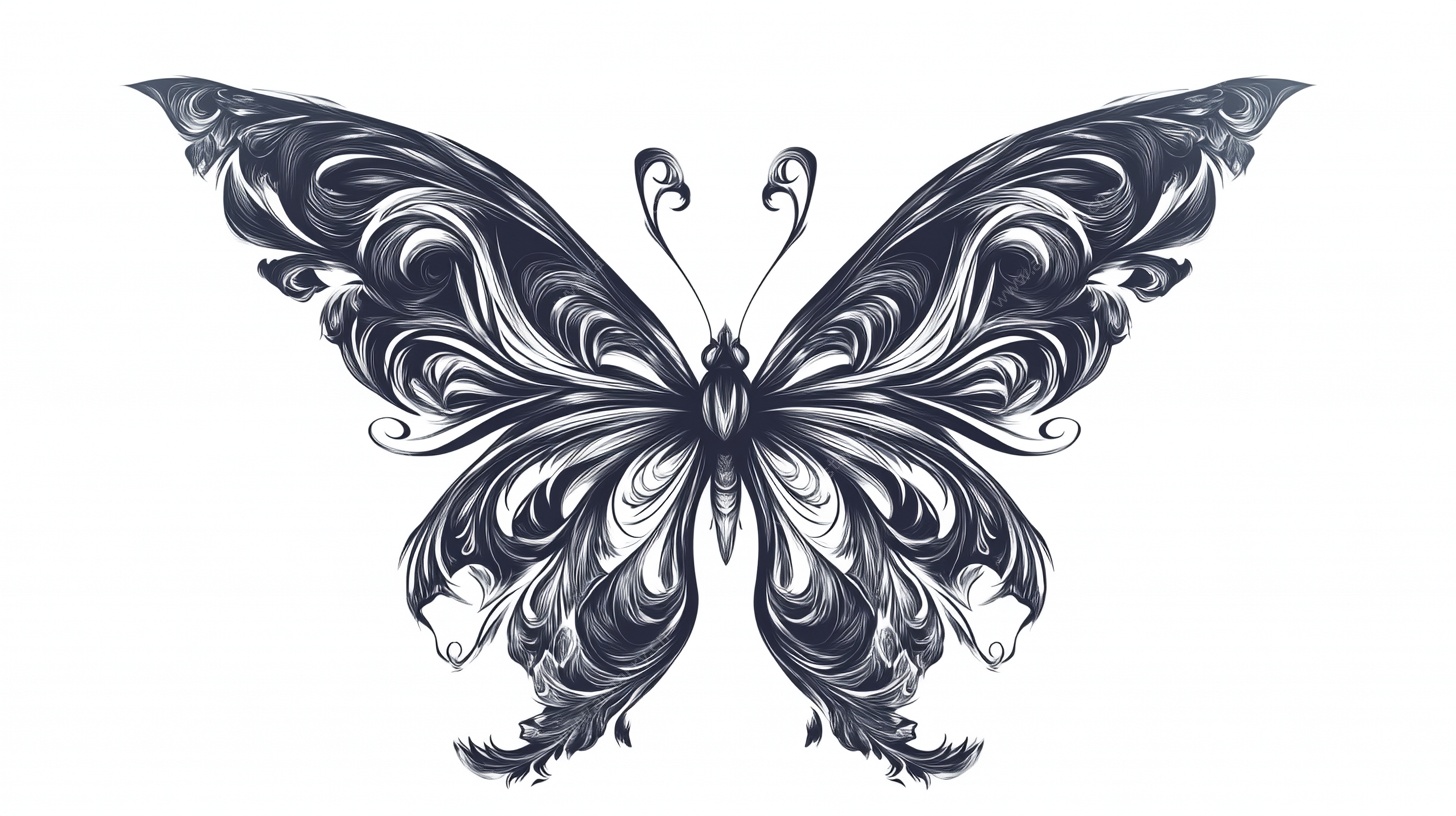 优雅花纹蝴蝶插画