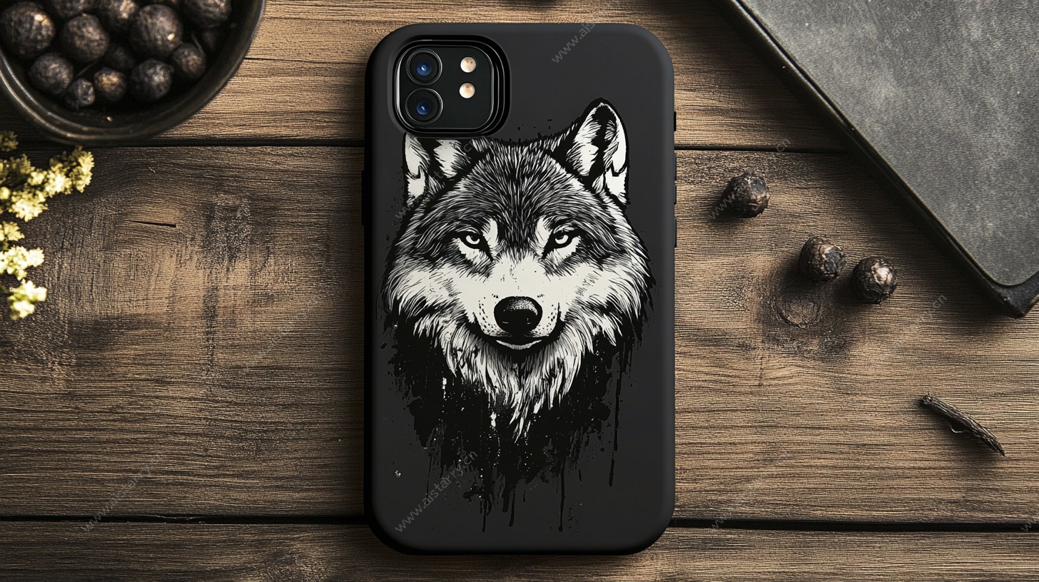 狼头图案手机壳设计图