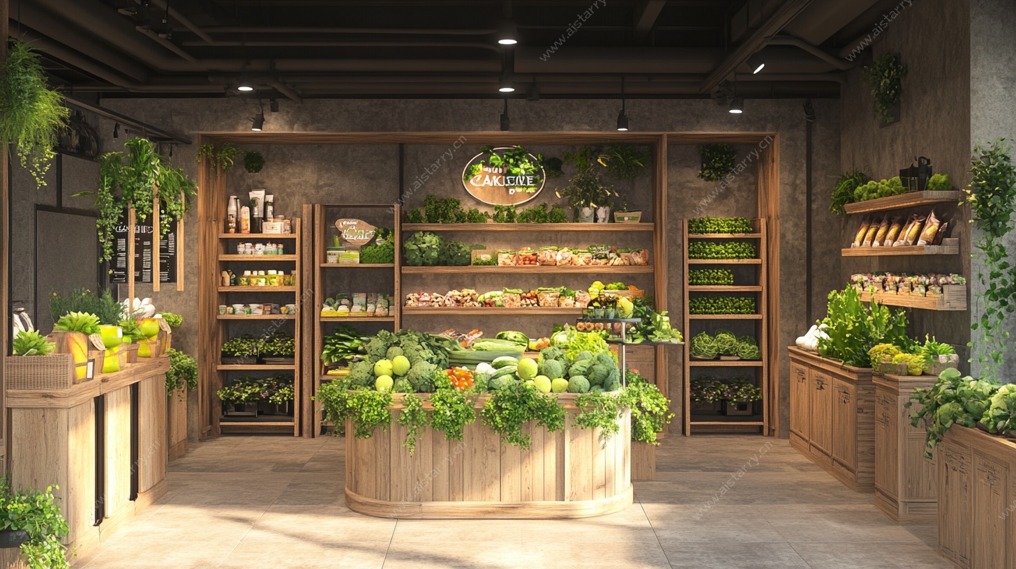 清新蔬果店室内3D效果图
