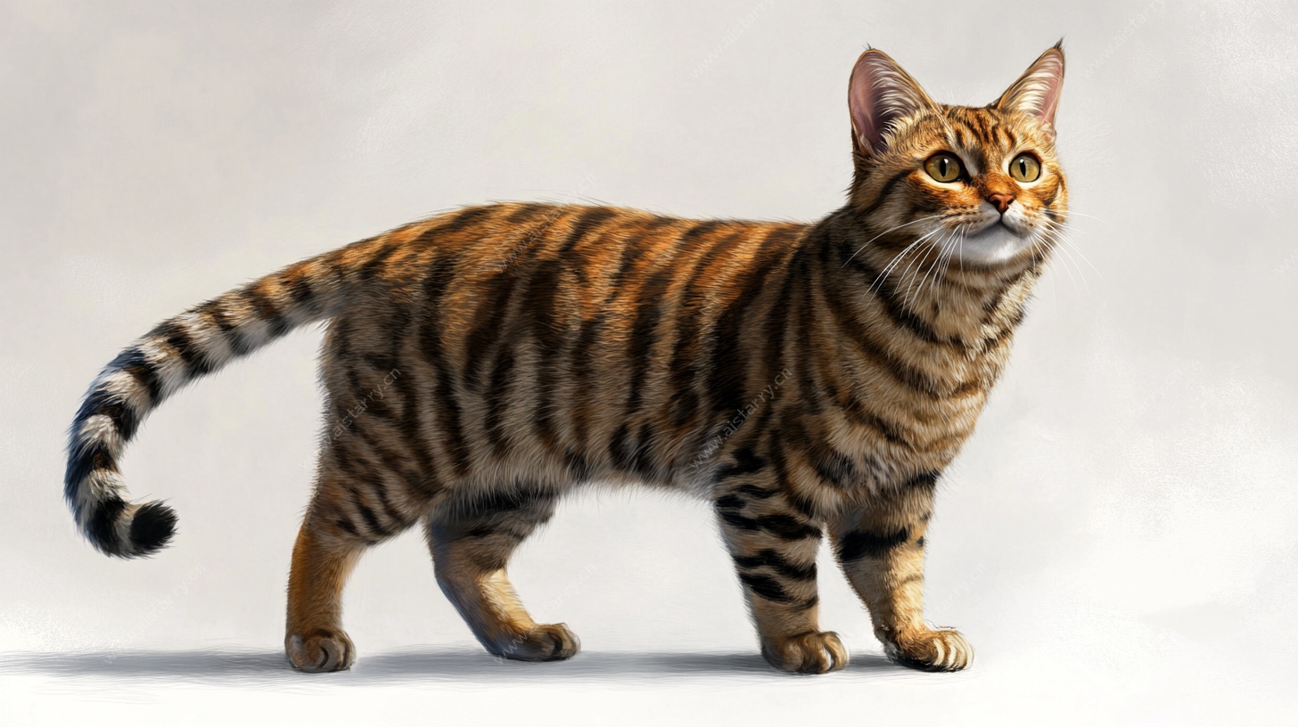 站立的斑纹猫咪