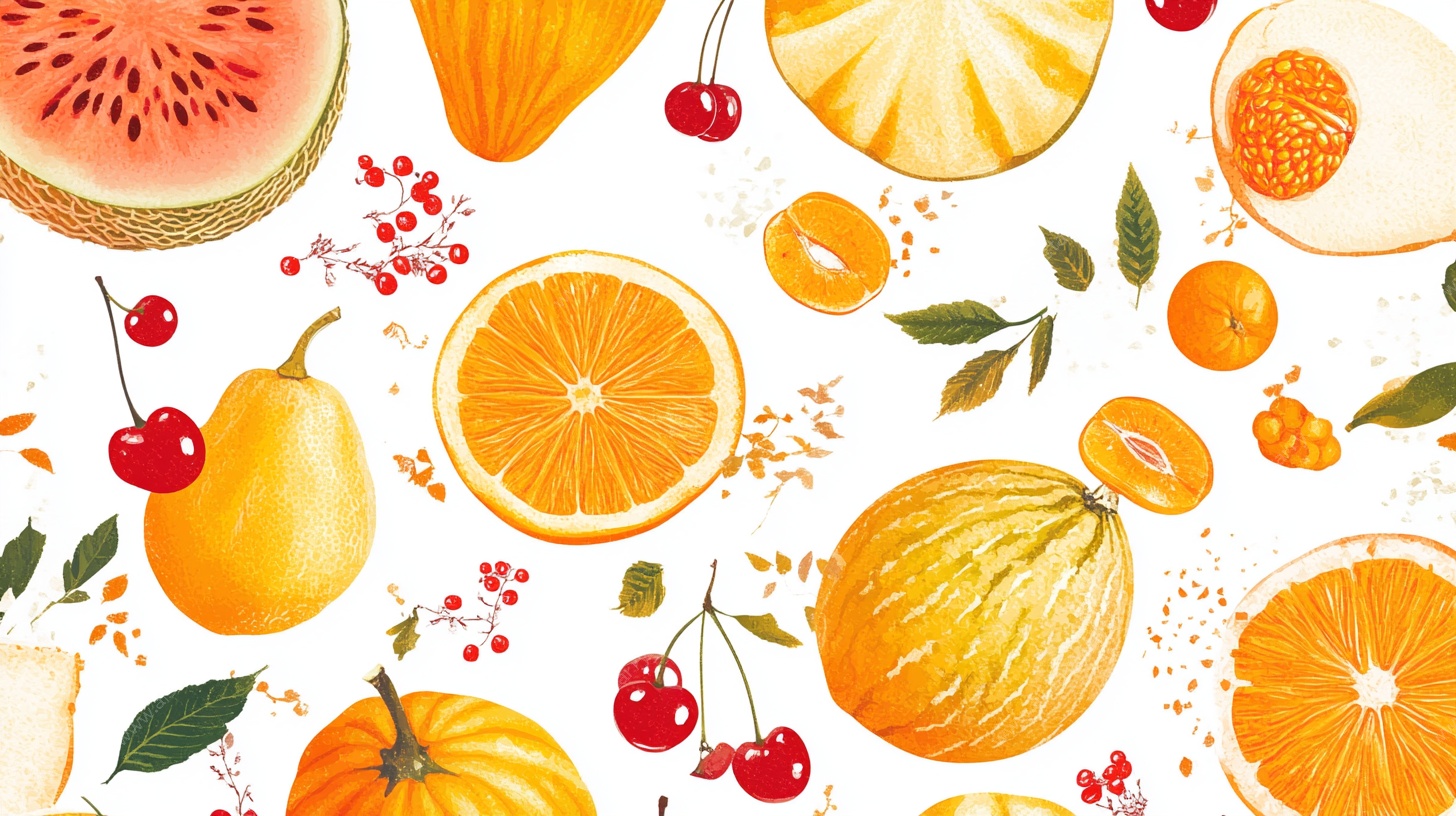 缤纷水果水彩插画图案