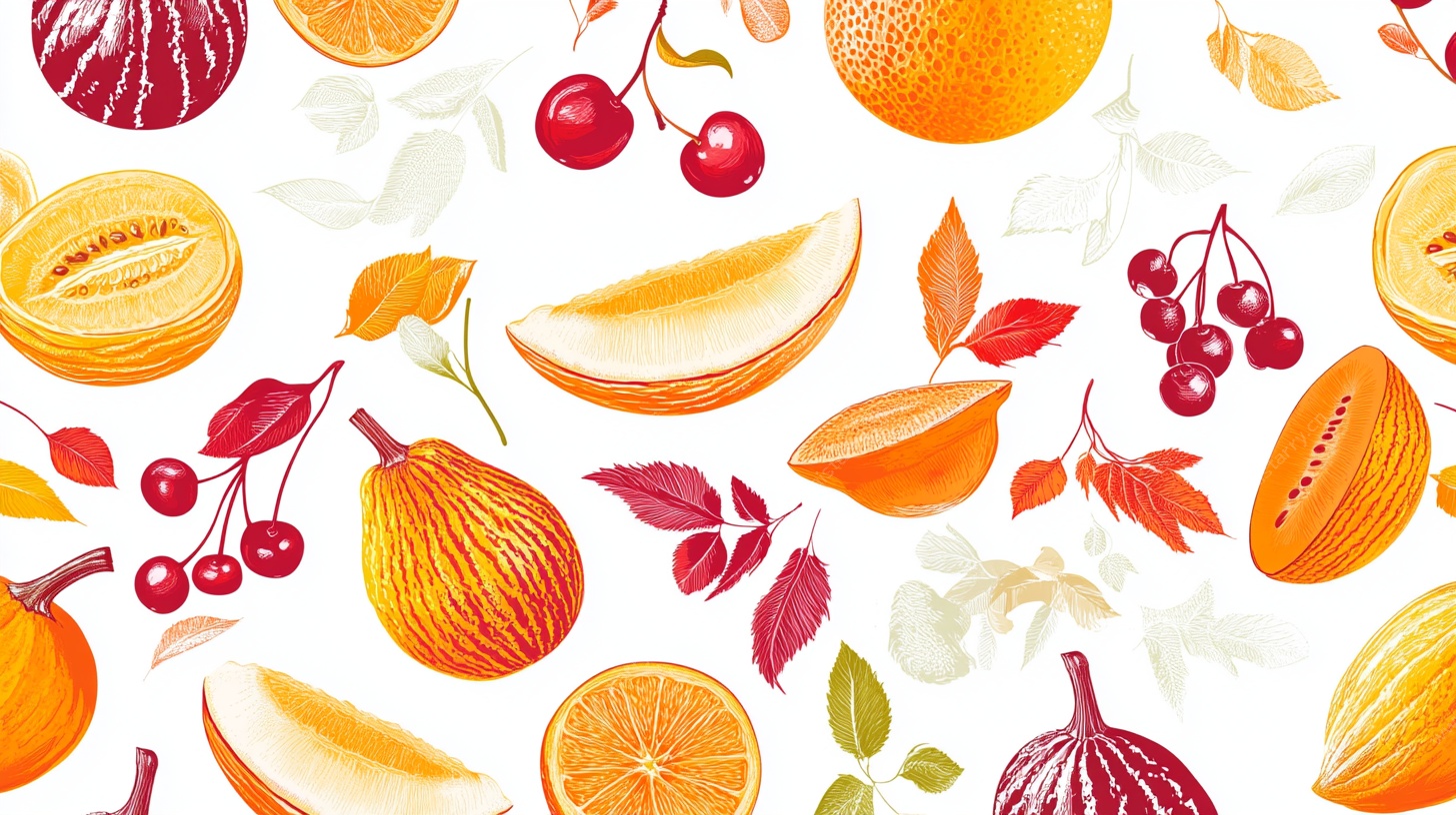 秋季水果水彩无缝图案