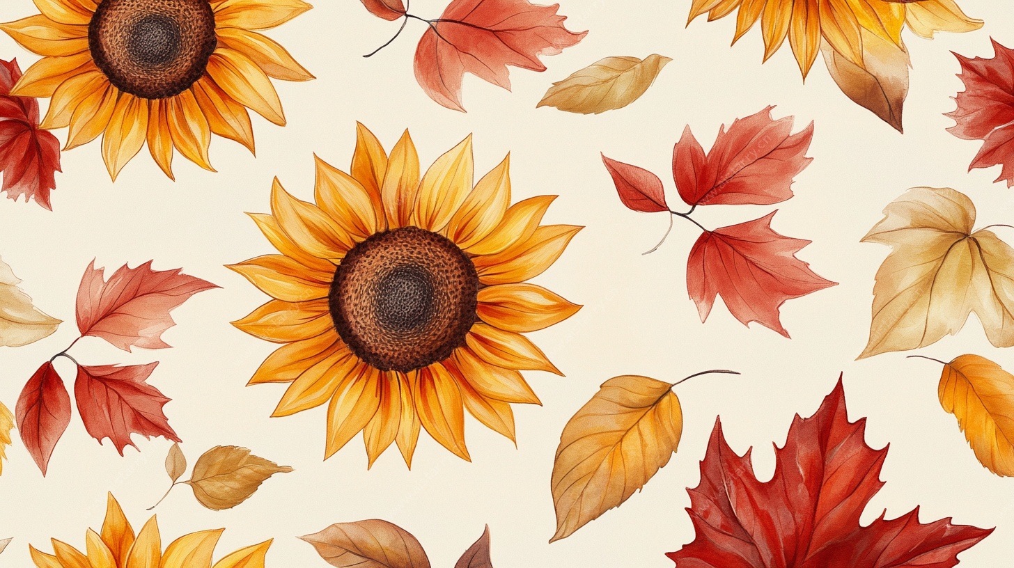 秋日向日葵枫叶图案