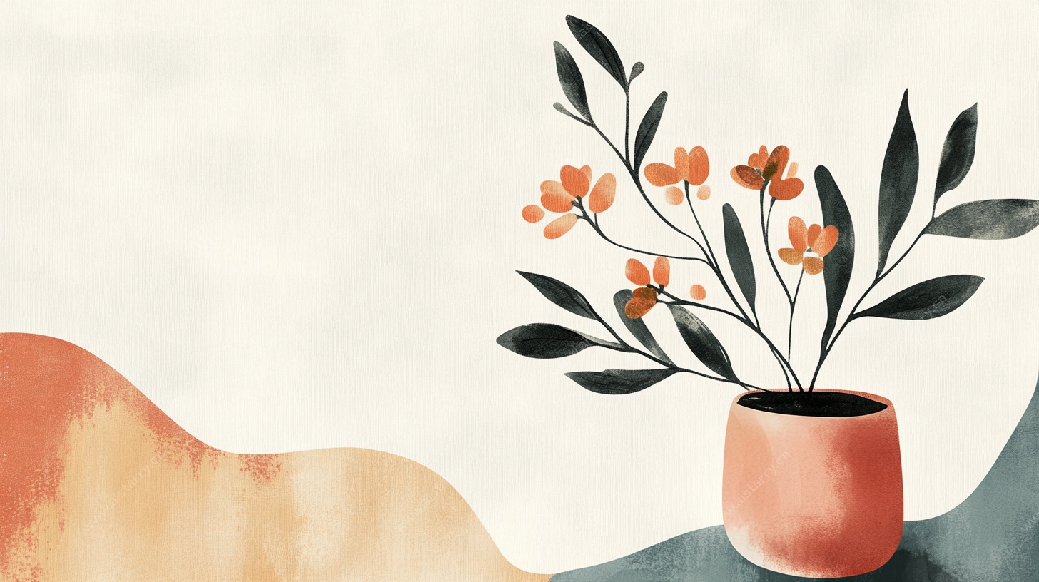 简约风花瓶插花插画