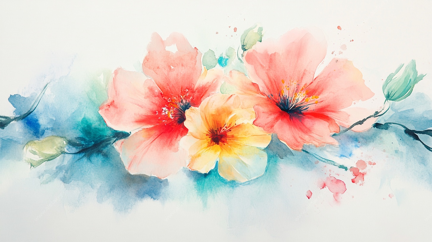 水彩花卉绽放图