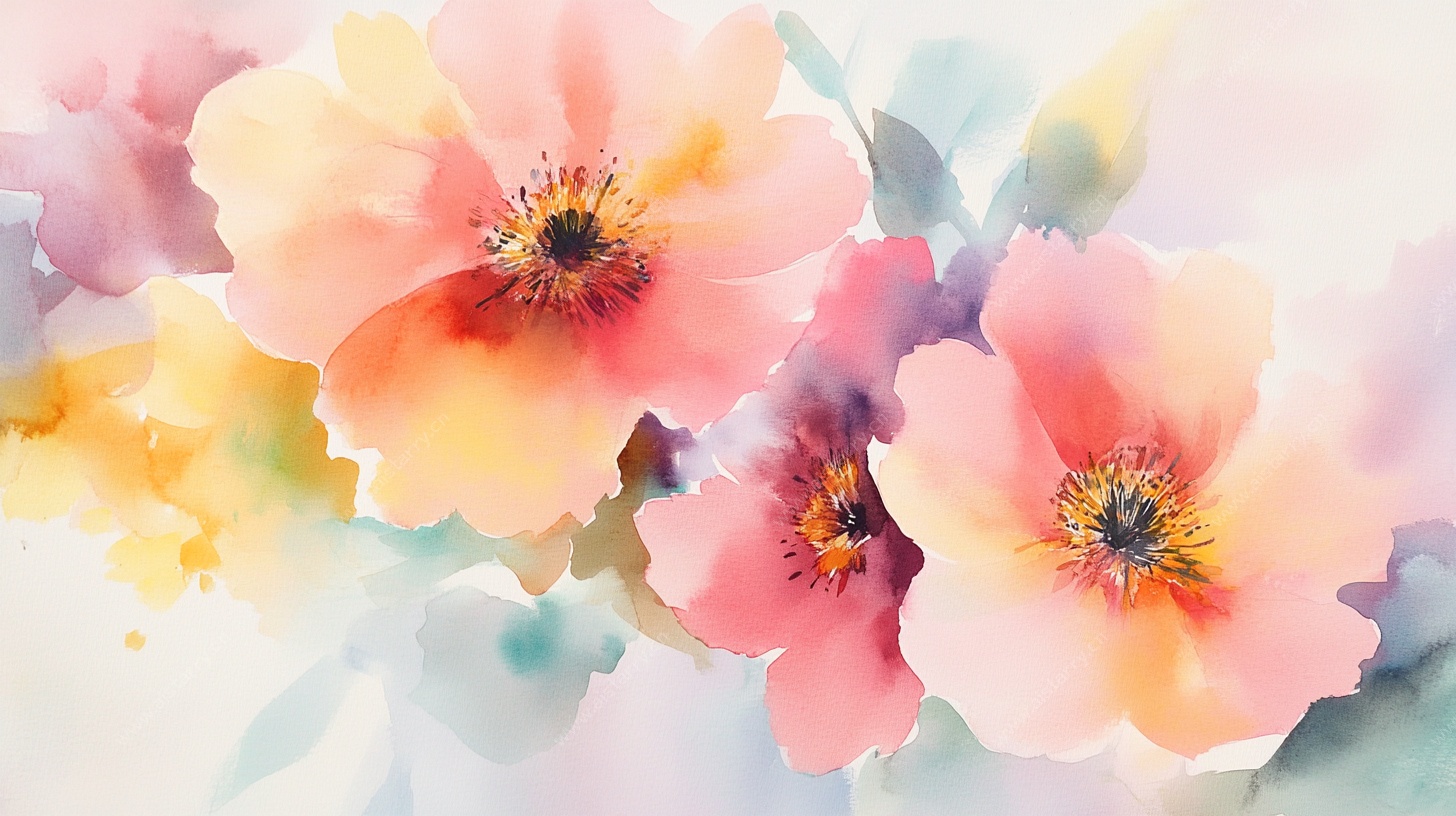 水彩绽放花朵图