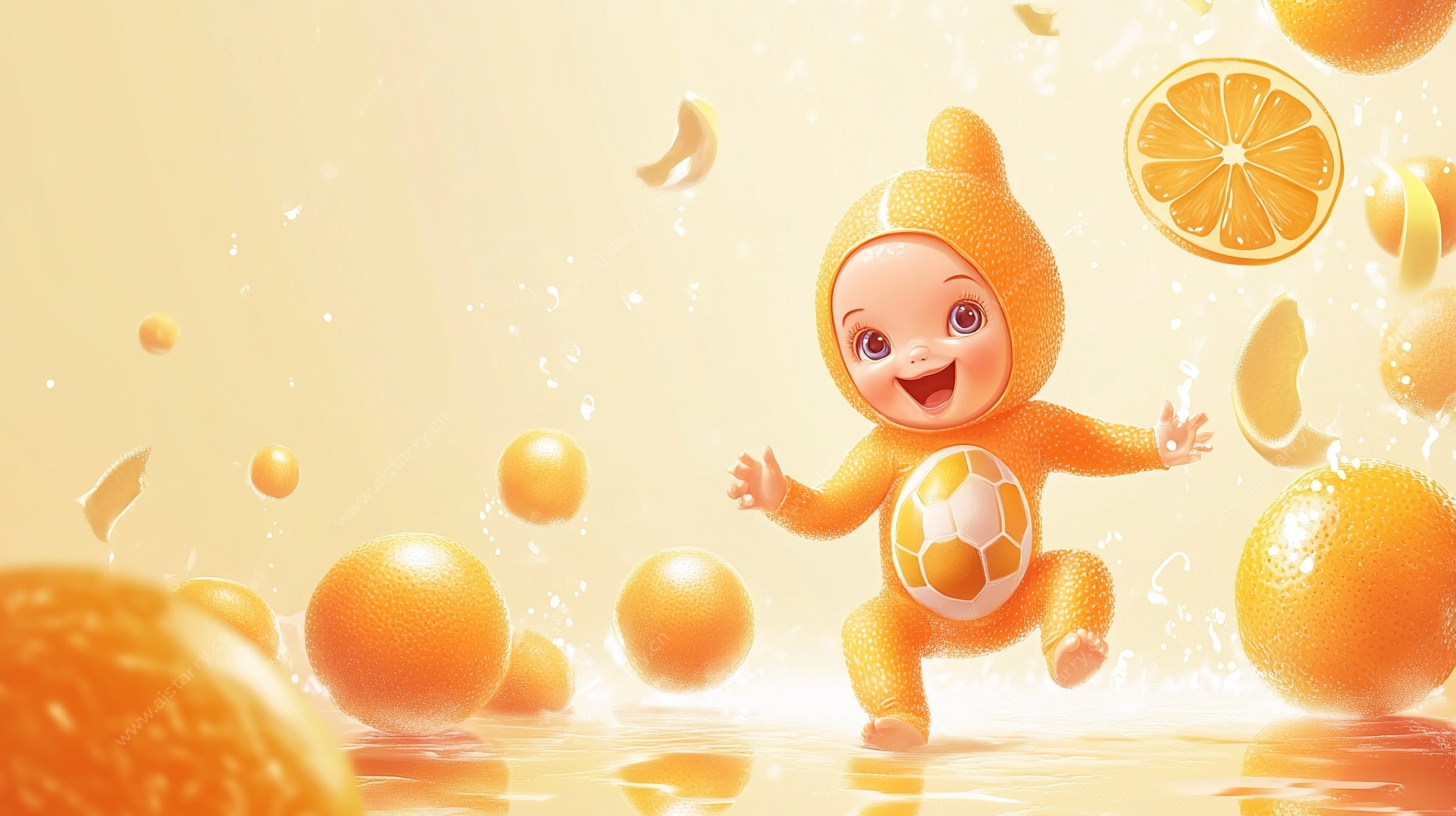橙色萌娃欢乐嬉戏场景