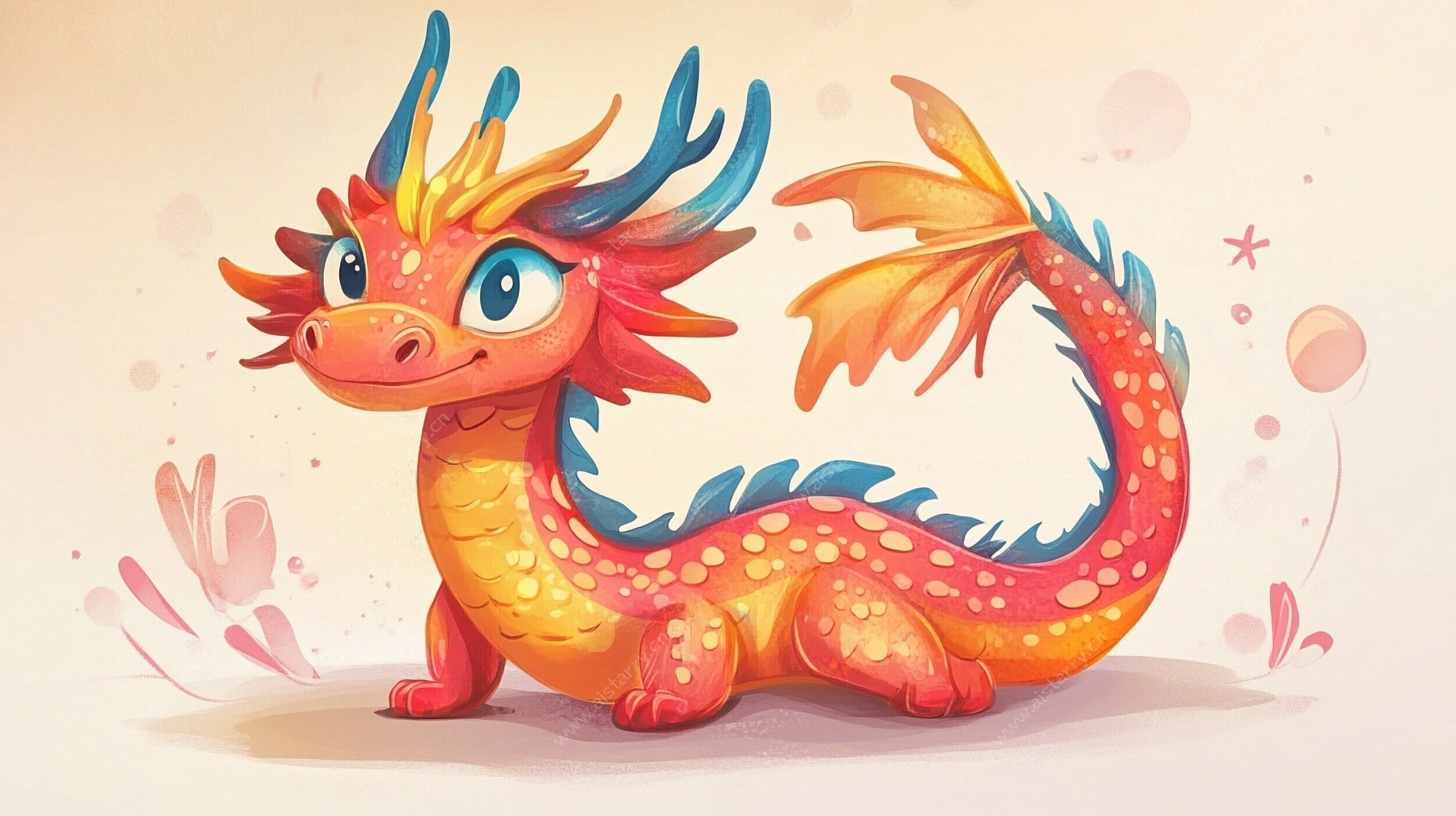 可爱萌趣小神龙插画