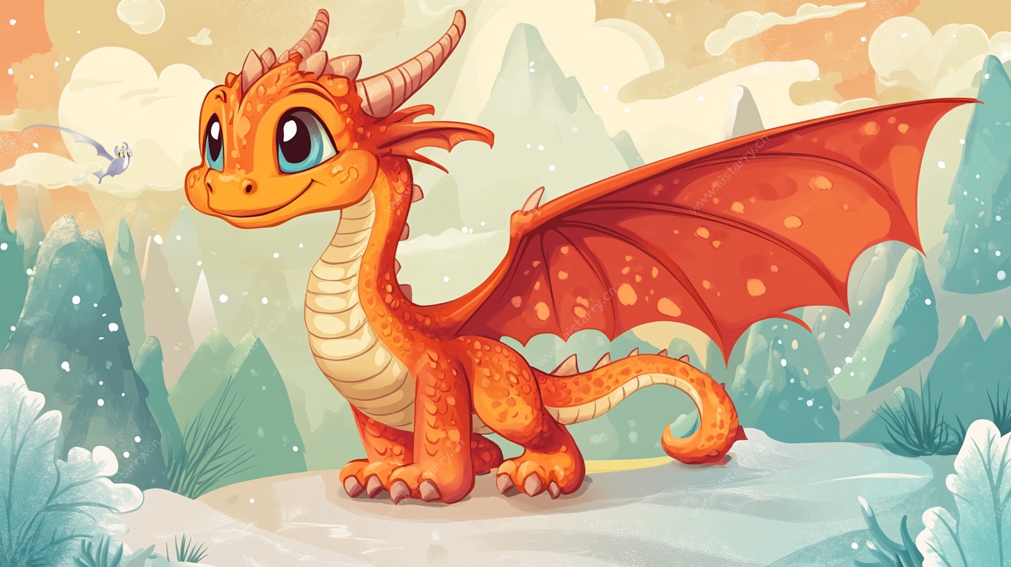 可爱小龙的奇幻山林场景