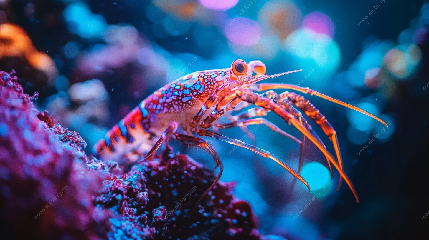 深海艳丽虾特写