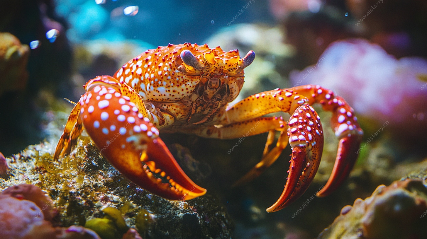 海底红蟹特写
