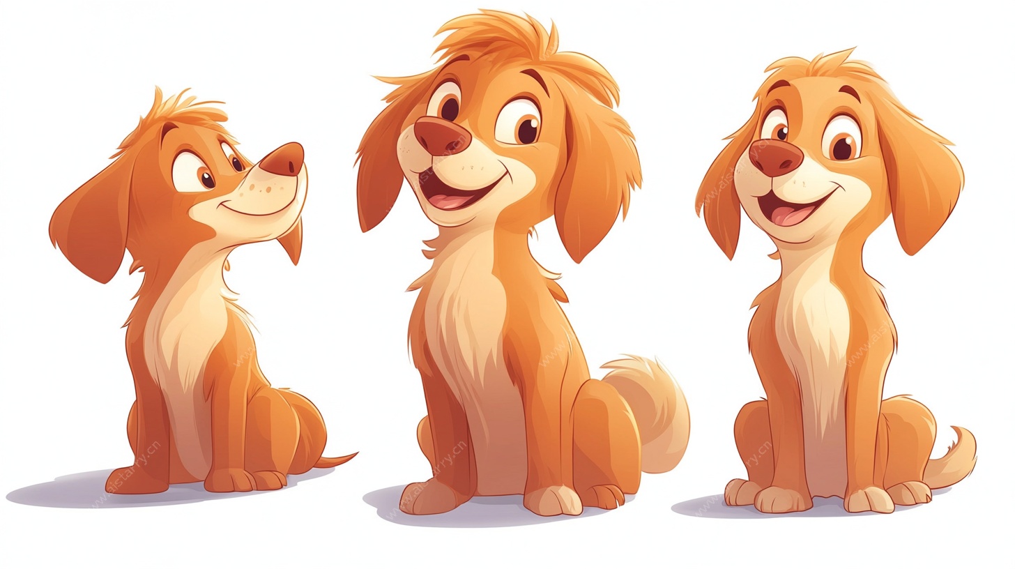 三只可爱萌犬插画形象