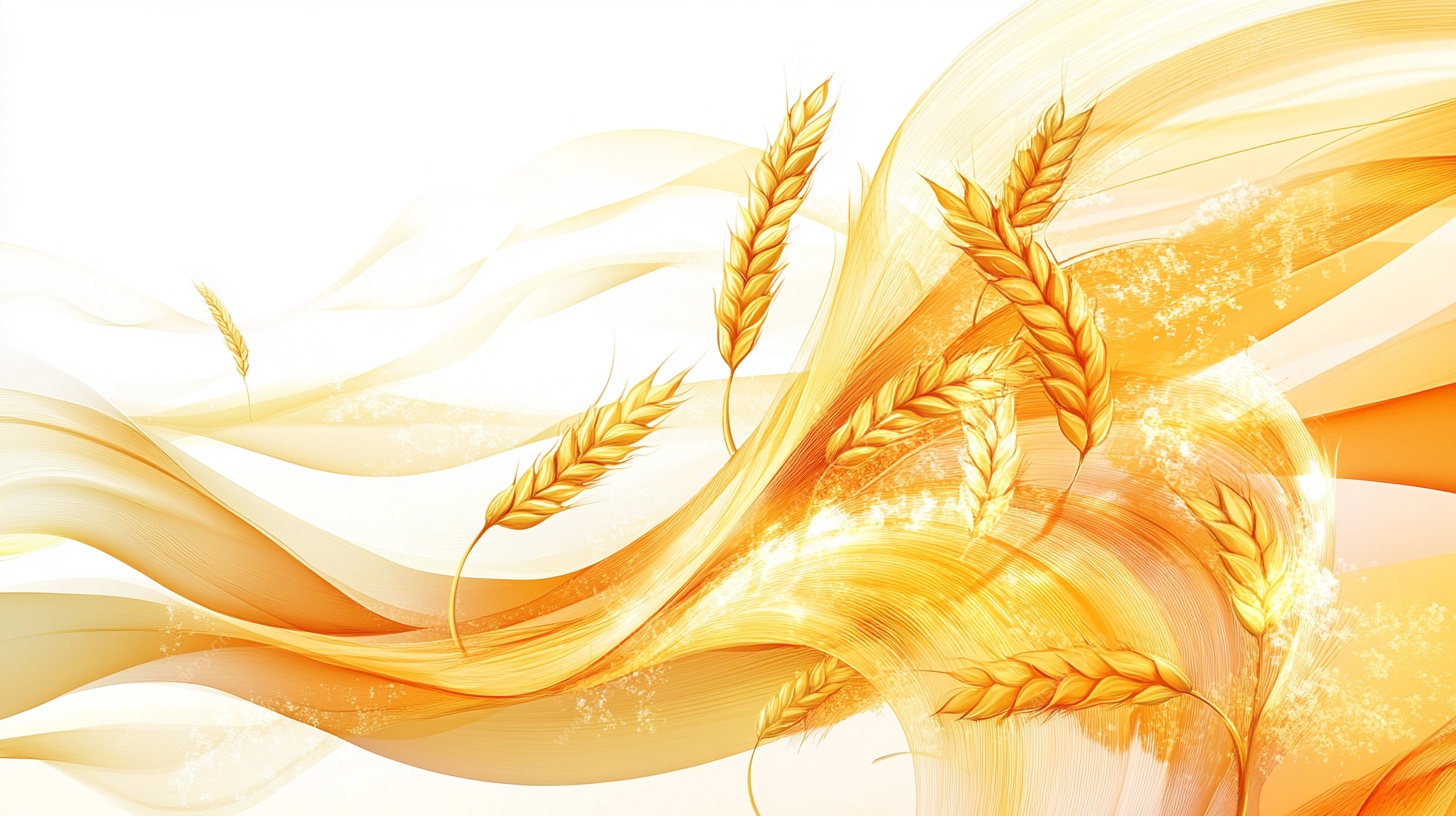 金色麦浪飘动梦幻背景图