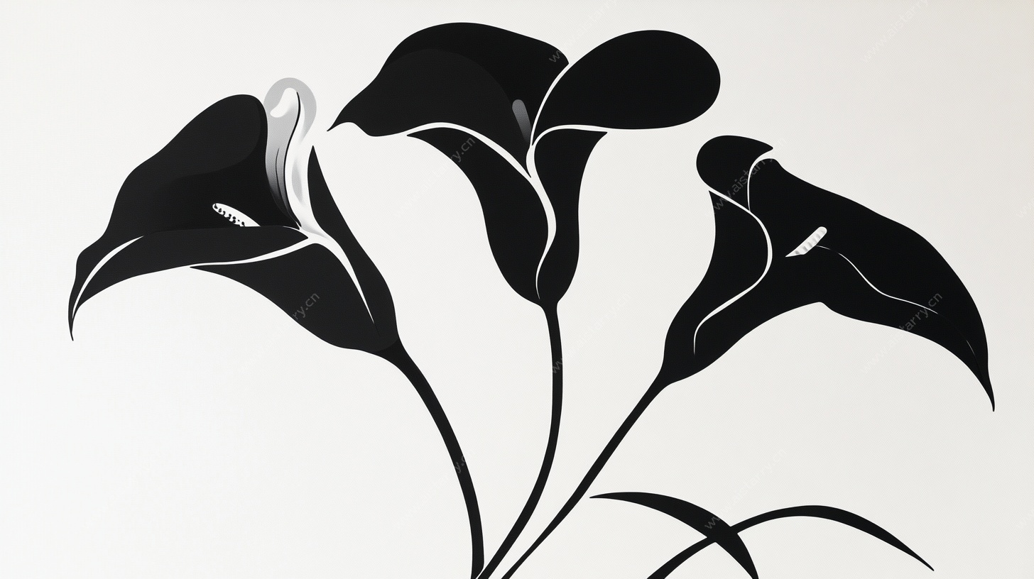 黑白马蹄莲艺术插画