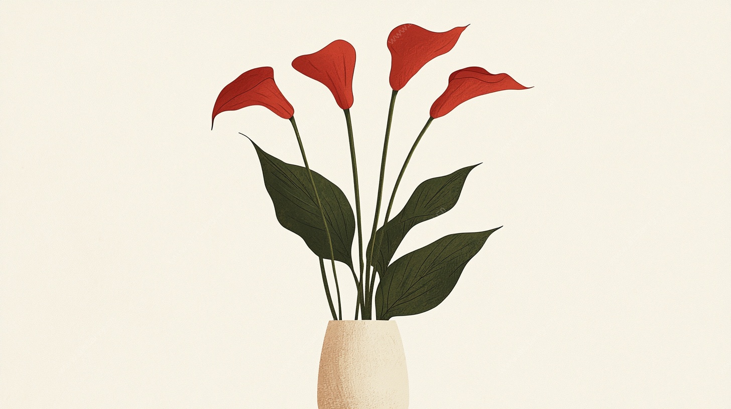 花瓶中的红色马蹄莲