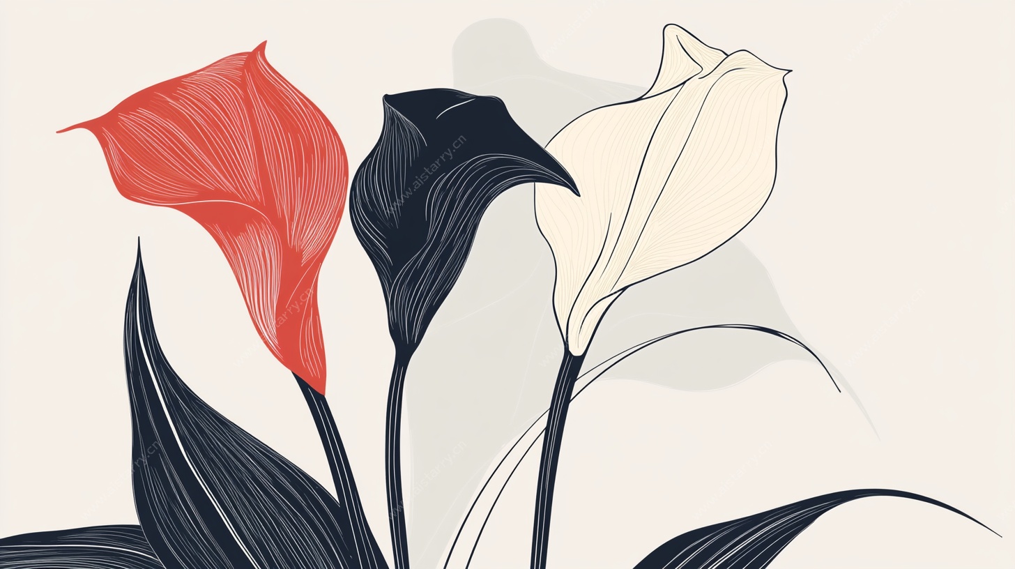 三色马蹄莲插画