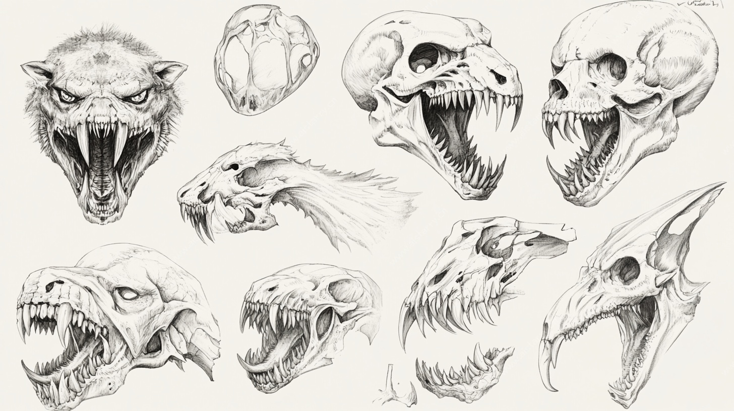 兽类头骨素描集合