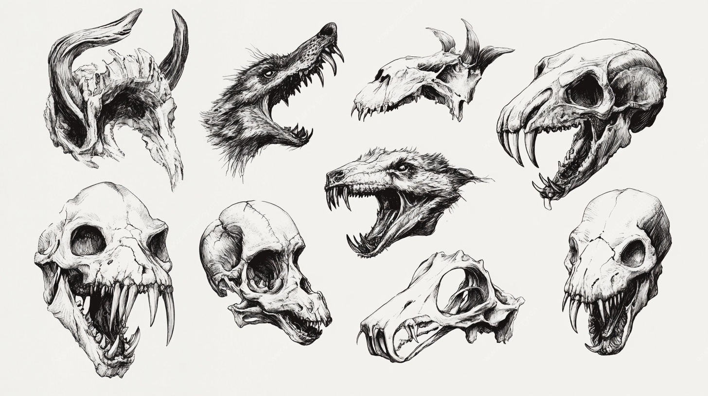 动物头骨素描集合