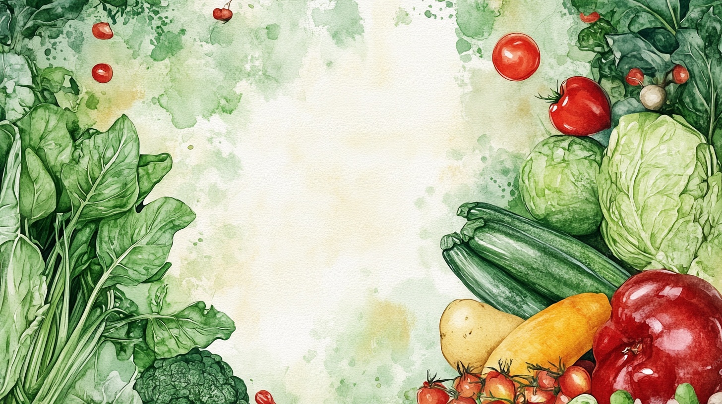 水彩绘多彩新鲜蔬菜边框