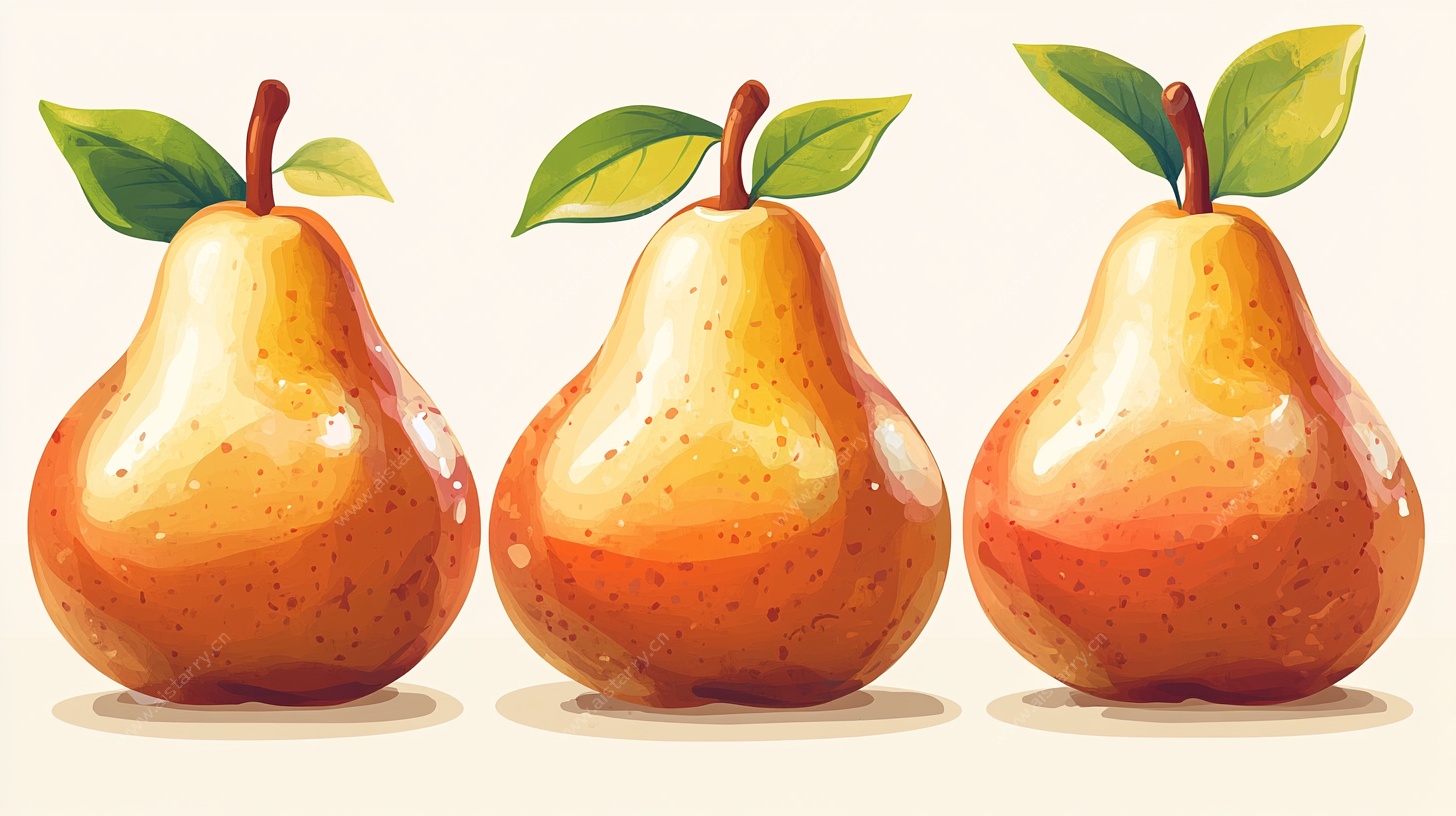 三颗鲜梨插画