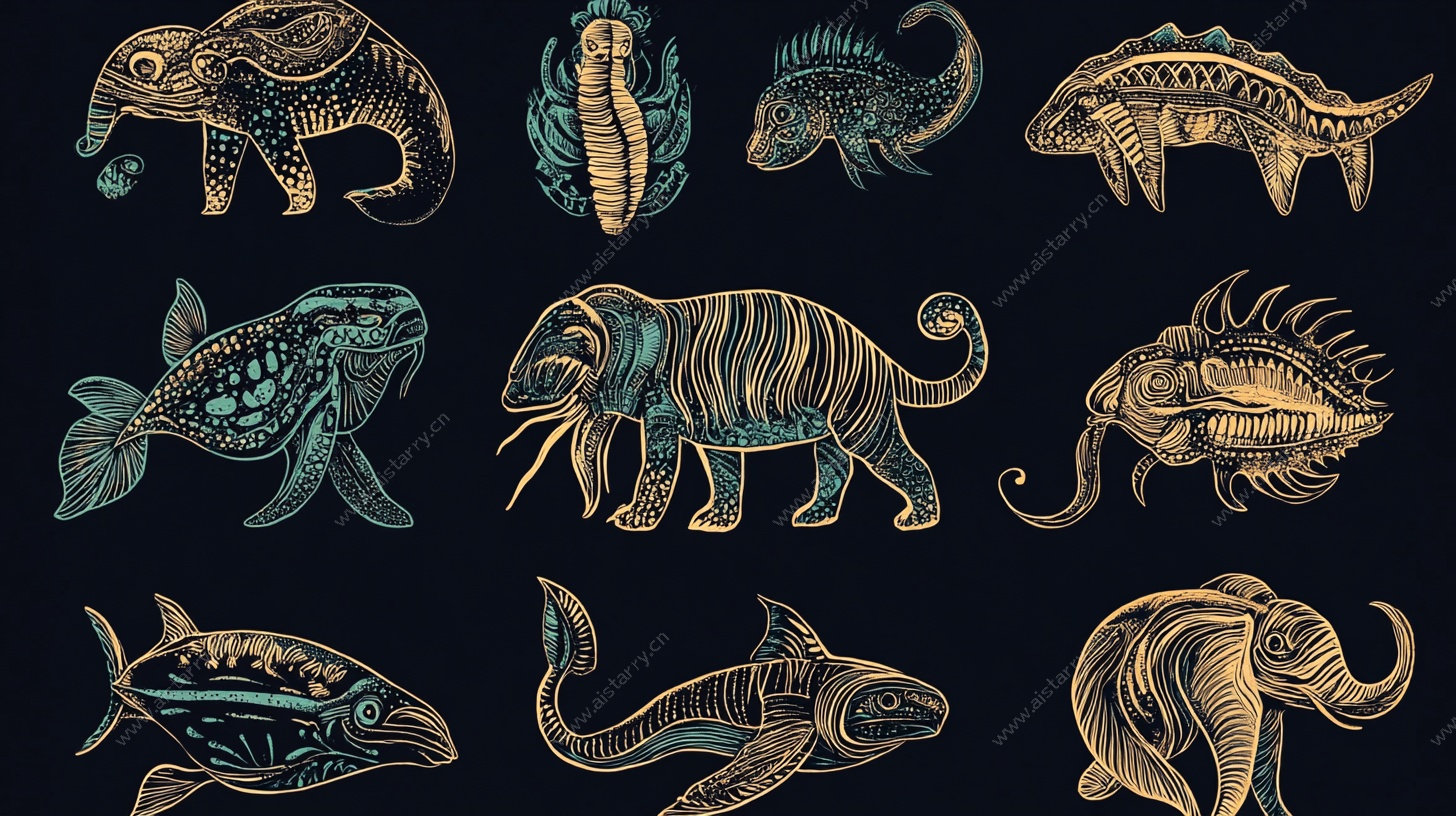 手绘动物集合插画