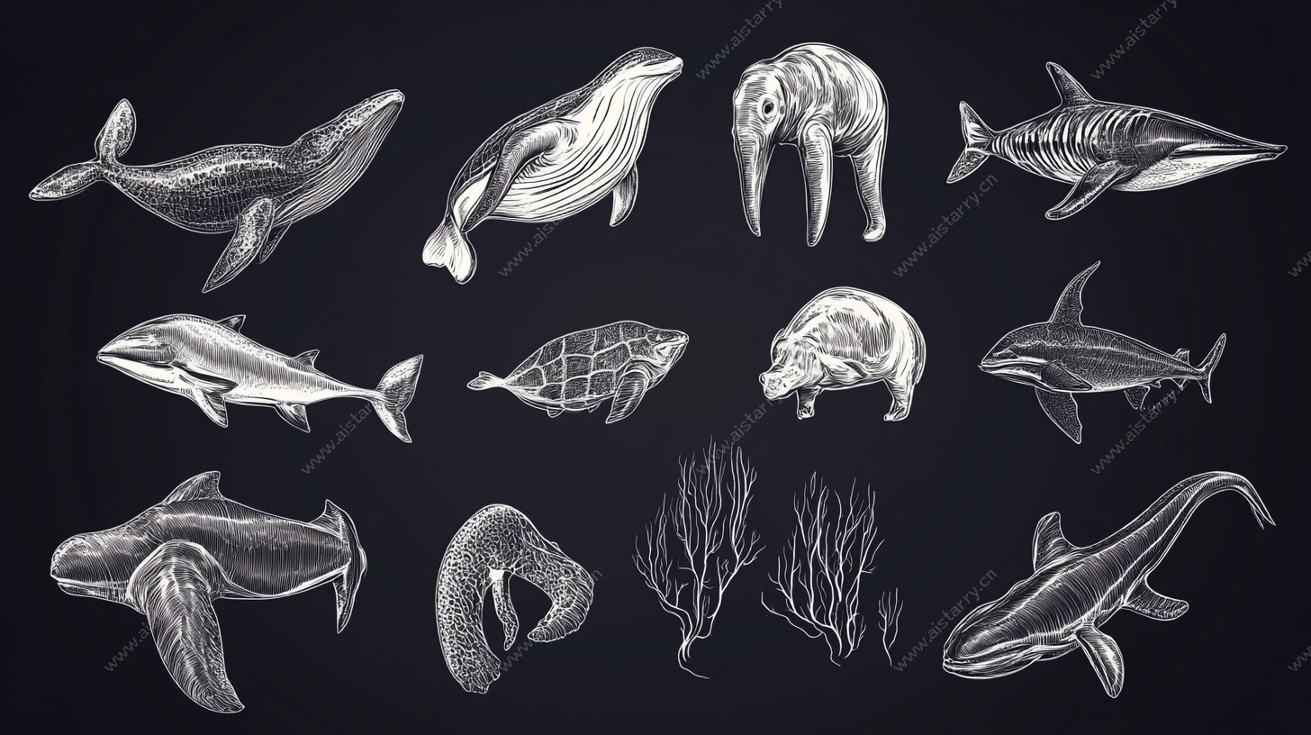 海洋生物手绘集合